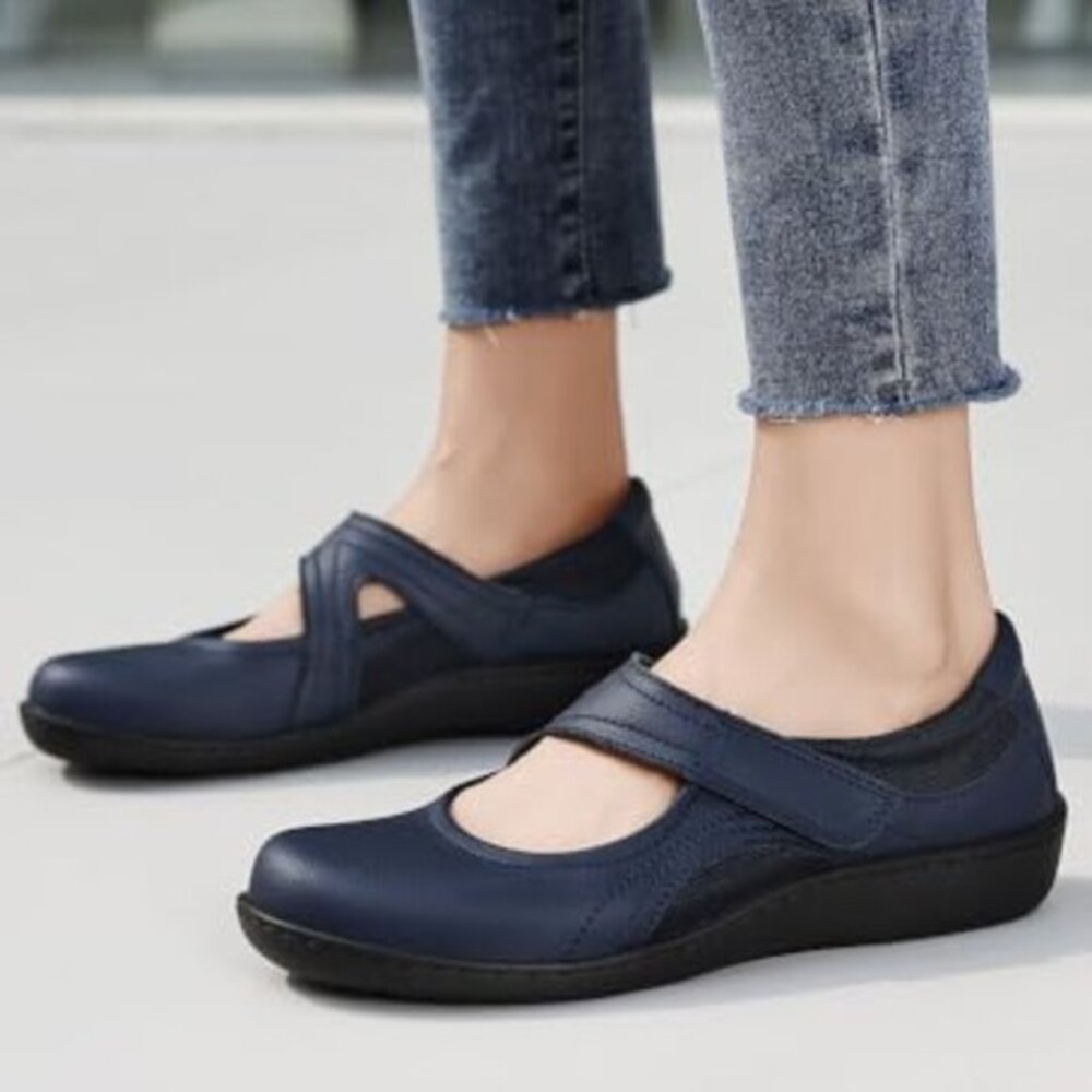 Oviaric‎ Women's Classic Comfort Mary Jane Flats Slip Ons Sz 39 Blue